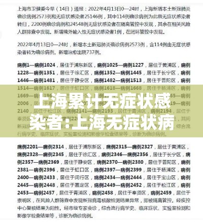 上海累计无症状感染者:上海无症状病例