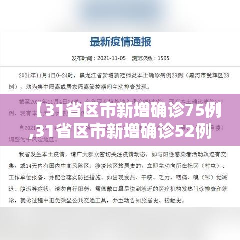 【31省区市新增确诊75例,31省区市新增确诊52例含本土36例】