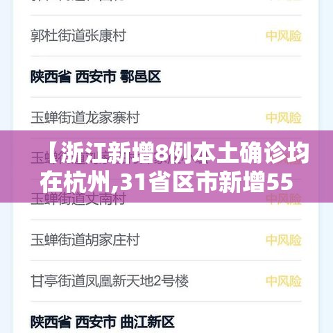 【浙江新增8例本土确诊均在杭州,31省区市新增55例确诊病例,浙江新增1例本土病例】