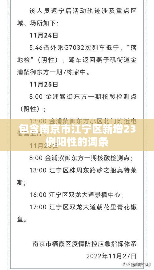 包含南京市江宁区新增23例阳性的词条