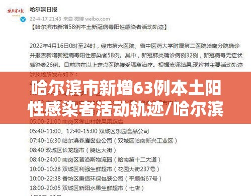哈尔滨市新增63例本土阳性感染者活动轨迹/哈尔滨新增本土确诊6例活动轨迹