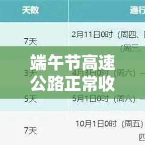 端午节高速公路正常收费:端午节高速收费最新通知
