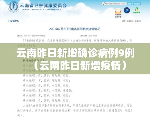云南昨日新增确诊病例9例（云南昨日新增疫情）
