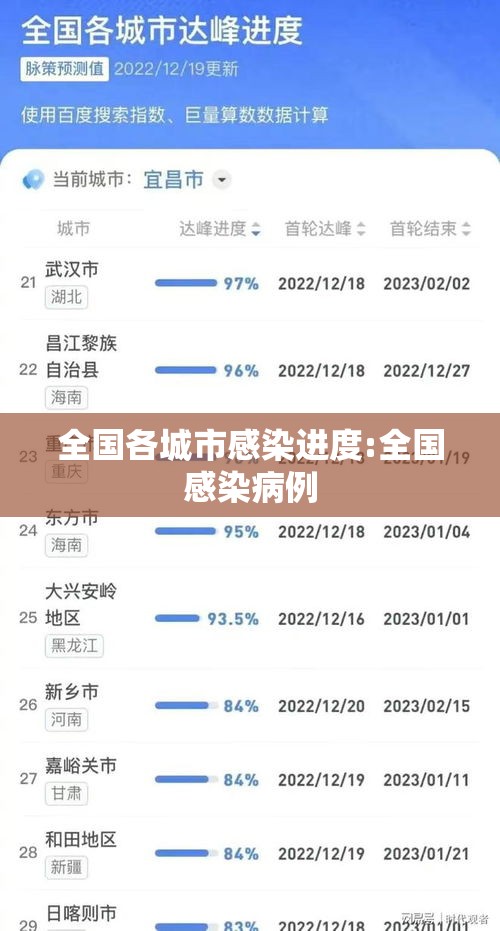 全国各城市感染进度:全国感染病例