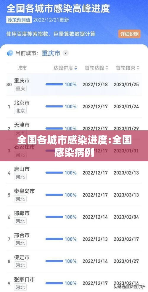 全国各城市感染进度:全国感染病例