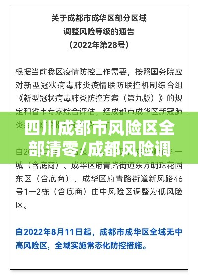 四川成都市风险区全部清零/成都风险调整