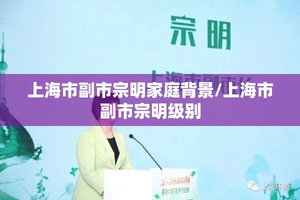 上海市副市宗明家庭背景/上海市副市宗明级别