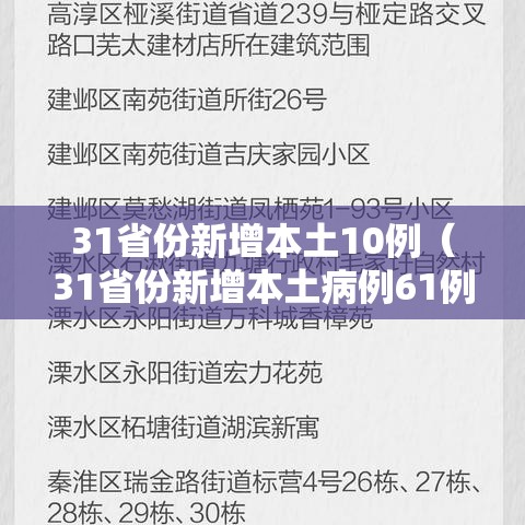 31省份新增本土10例(31省份新增本土病例61例症状) 31省份新增本土10例(31省份新增本土病例61例症状)