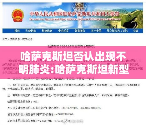 哈萨克斯坦否认出现不明肺炎:哈萨克斯坦新型肺炎