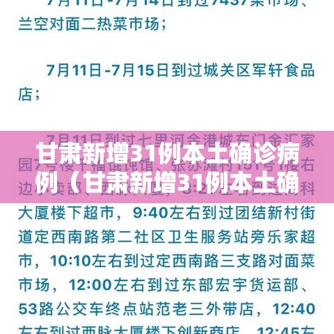 甘肃新增31例本土确诊病例（甘肃新增31例本土确诊病例多少）
