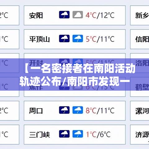 【一名密接者在南阳活动轨迹公布/南阳市发现一例密切接触者】 【一名密接者在南阳活动轨迹公布/南阳市发现一例密切接触者】