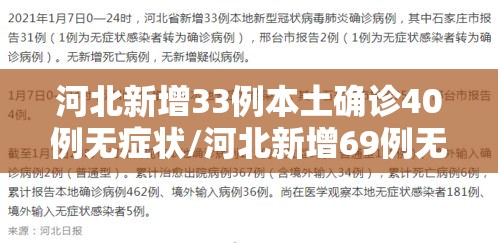 河北新增33例本土确诊40例无症状/河北新增69例无症状详情 河北新增33例本土确诊40例无症状/河北新增69例无症状详情