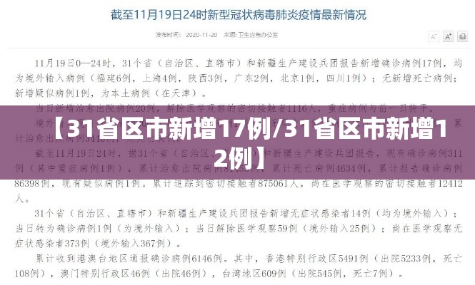 【31省区市新增17例/31省区市新增12例】 【31省区市新增17例/31省区市新增12例】