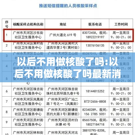 以后不用做核酸了吗:以后不用做核酸了吗最新消息 以后不用做核酸了吗:以后不用做核酸了吗最新消息