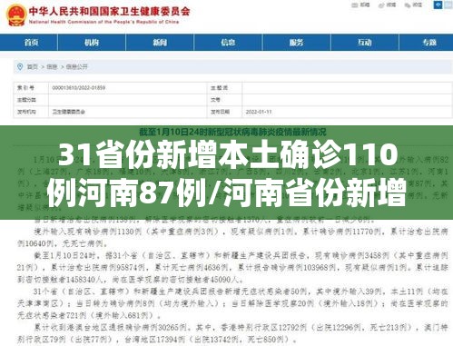 31省份新增本土确诊110例河南87例/河南省份新增本土病例83例