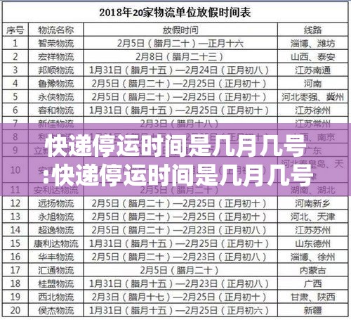 快递停运时间是几月几号:快递停运时间是几月几号到几号