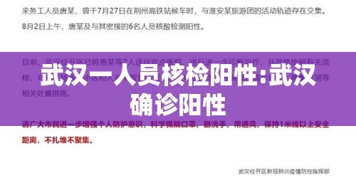 武汉一人员核检阳性:武汉确诊阳性