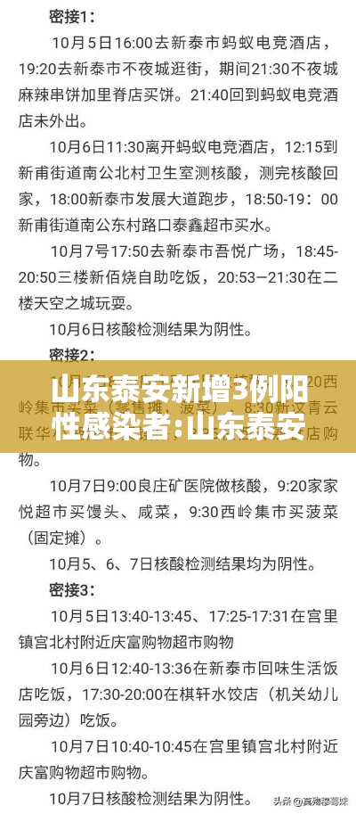 山东泰安新增3例阳性感染者:山东泰安确诊一例新冠状