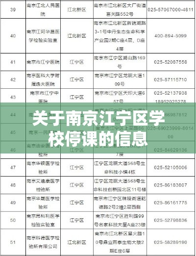 关于南京江宁区学校停课的信息