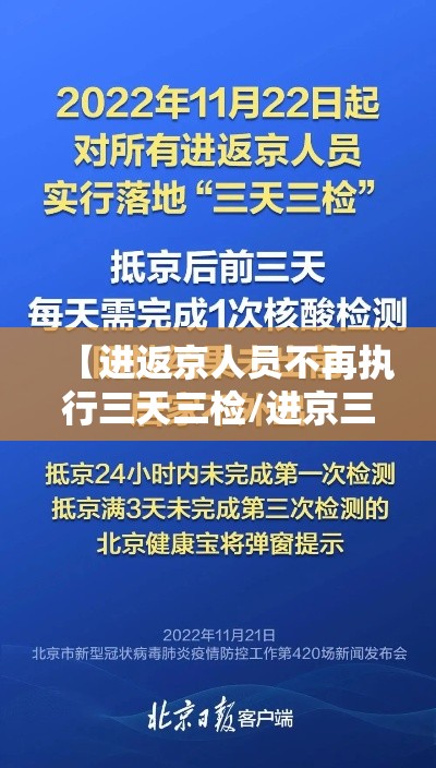 【进返京人员不再执行三天三检/进京三日内核酸检测报告是哪三天】 【进返京人员不再执行三天三检/进京三日内核酸检测报告是哪三天】