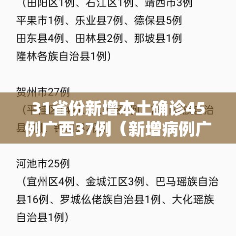 31省份新增本土确诊45例广西37例（新增病例广西）