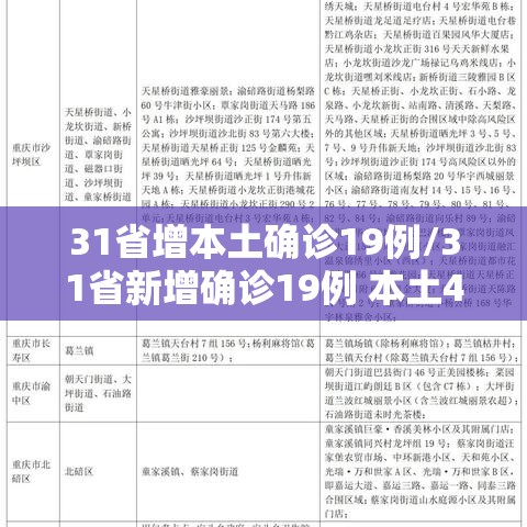 31省增本土确诊19例/31省新增确诊19例 本土4例