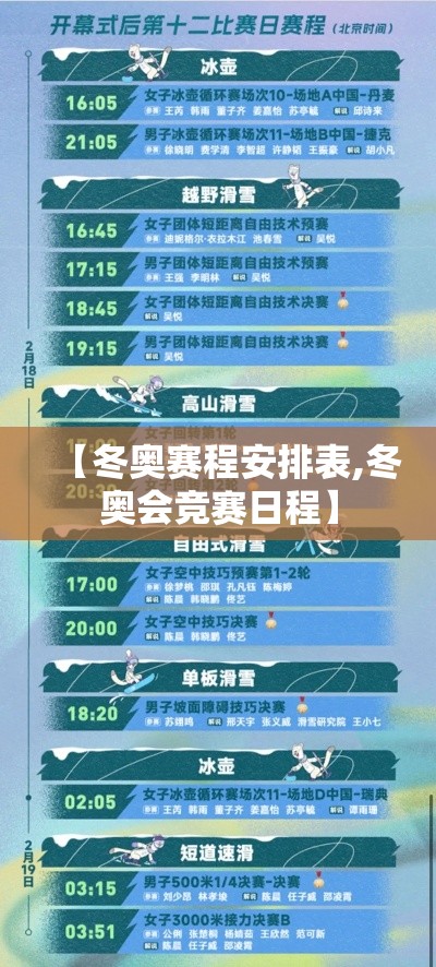 【冬奥赛程安排表,冬奥会竞赛日程】