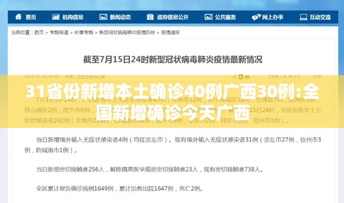 31省份新增本土确诊40例广西30例:全国新增确诊今天广西