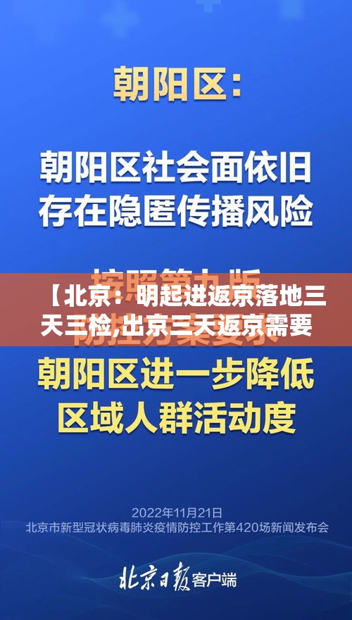 【北京：明起进返京落地三天三检,出京三天返京需要隔离吗】