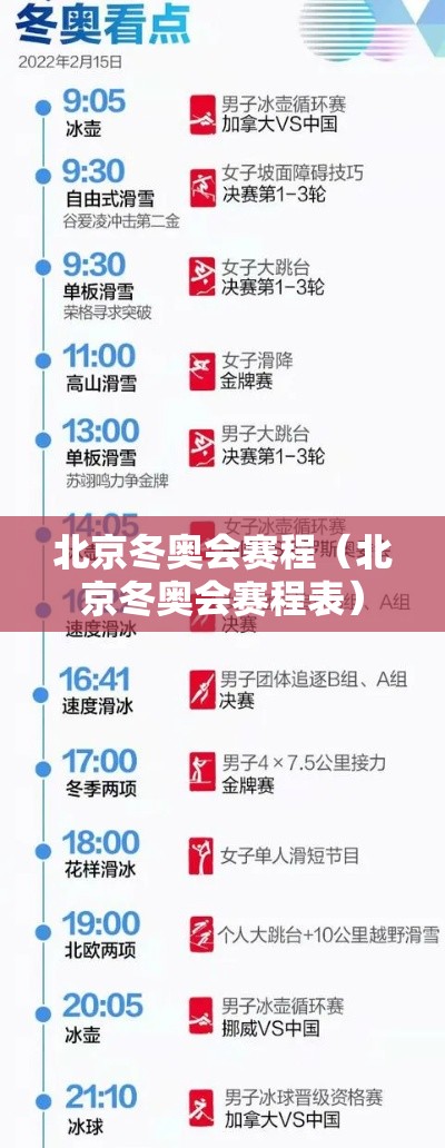 北京冬奥会赛程（北京冬奥会赛程表）