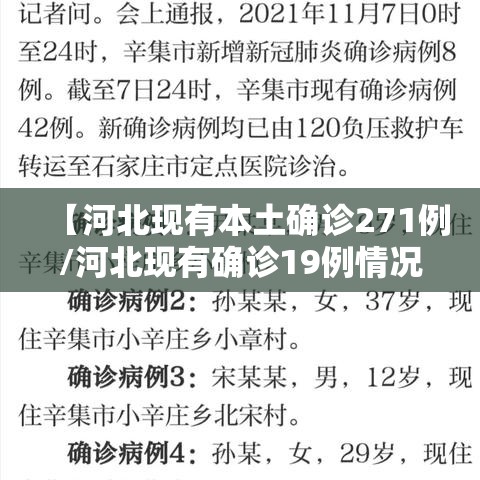 【河北现有本土确诊271例/河北现有确诊19例情况】