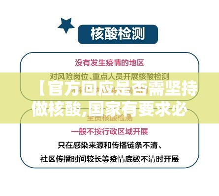 【官方回应是否需坚持做核酸,国家有要求必须做核酸检测吗】 【官方回应是否需坚持做核酸,国家有要求必须做核酸检测吗】