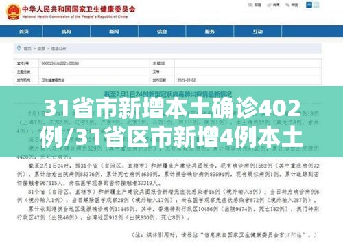 31省市新增本土确诊402例/31省区市新增4例本土确诊病例