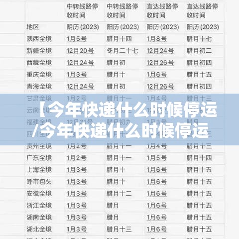 【今年快递什么时候停运/今年快递什么时候停运邮政】