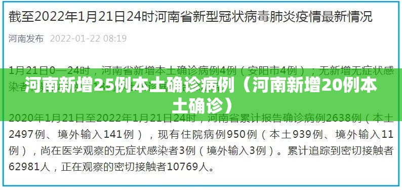 河南新增25例本土确诊病例（河南新增20例本土确诊）