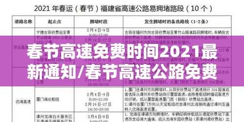 春节高速免费时间2021最新通知/春节高速公路免费时间2022