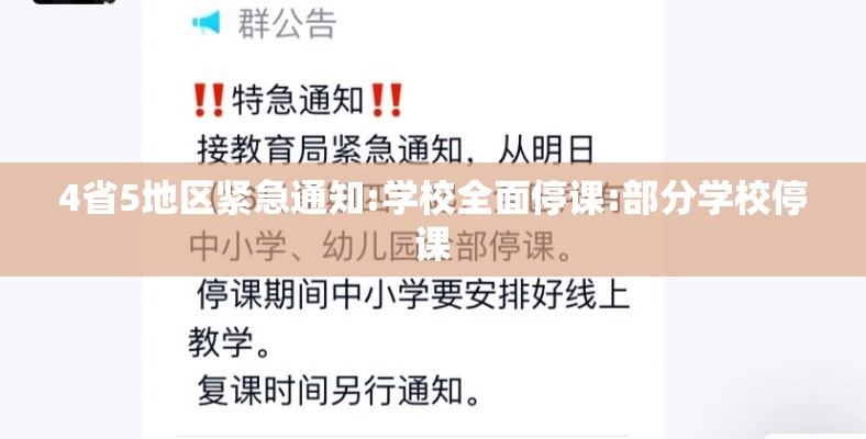 4省5地区紧急通知:学校全面停课:部分学校停课