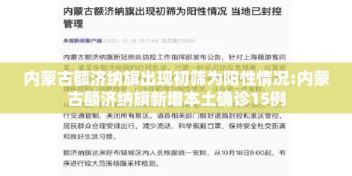 内蒙古额济纳旗出现初筛为阳性情况:内蒙古额济纳旗新增本土确诊15例