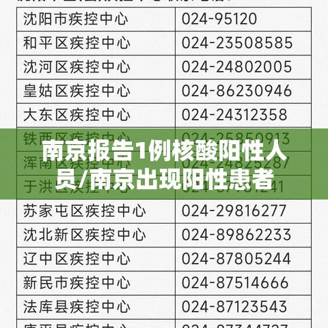 南京报告1例核酸阳性人员/南京出现阳性患者
