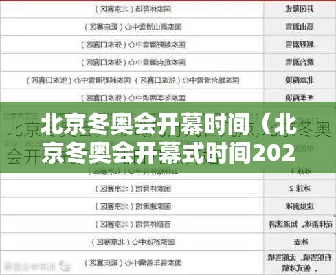 北京冬奥会开幕时间（北京冬奥会开幕式时间2021）