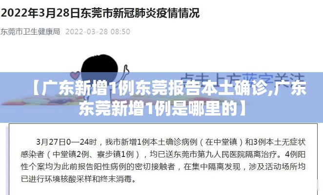 【广东新增1例东莞报告本土确诊,广东东莞新增1例是哪里的】