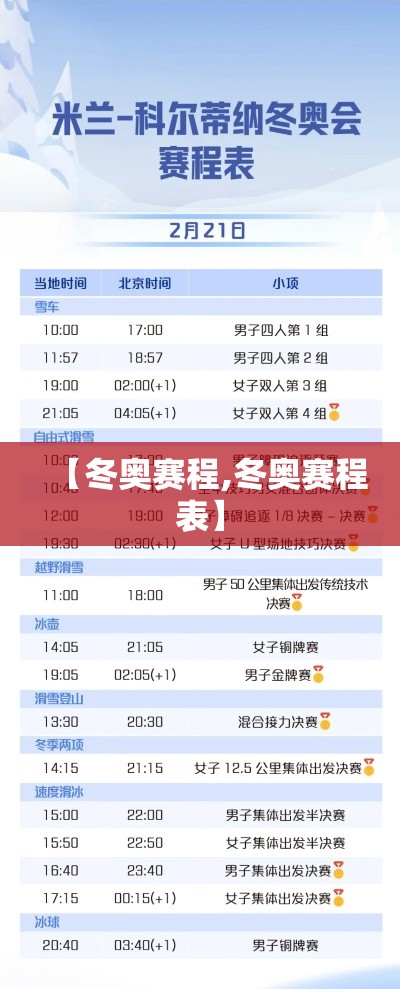 【冬奥赛程,冬奥赛程表】