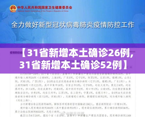 【31省新增本土确诊26例,31省新增本土确诊52例】