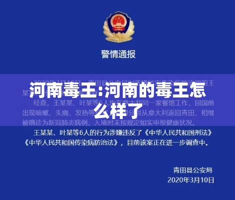 河南毒王:河南的毒王怎么样了 河南毒王:河南的毒王怎么样了