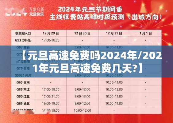 【元旦高速免费吗2024年/2021年元旦高速免费几天?】