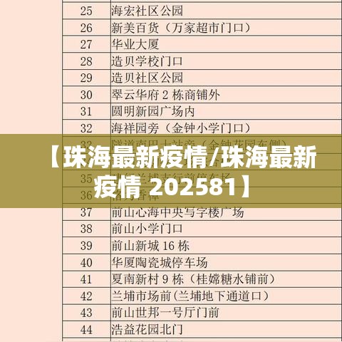 【珠海最新疫情/珠海最新疫情 202581】