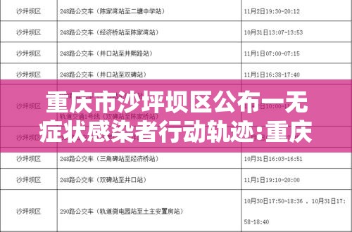 重庆市沙坪坝区公布一无症状感染者行动轨迹:重庆沙坪坝新型冠状病毒