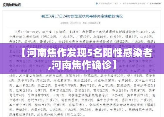 【河南焦作发现5名阳性感染者,河南焦作确诊】
