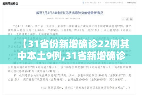 【31省份新增确诊22例其中本土9例,31省新增确诊22例本土8例】