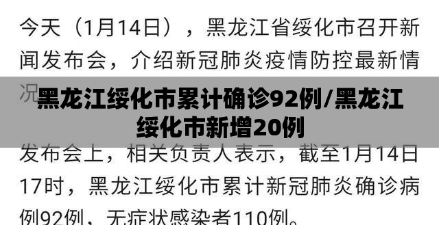 黑龙江绥化市累计确诊92例/黑龙江绥化市新增20例